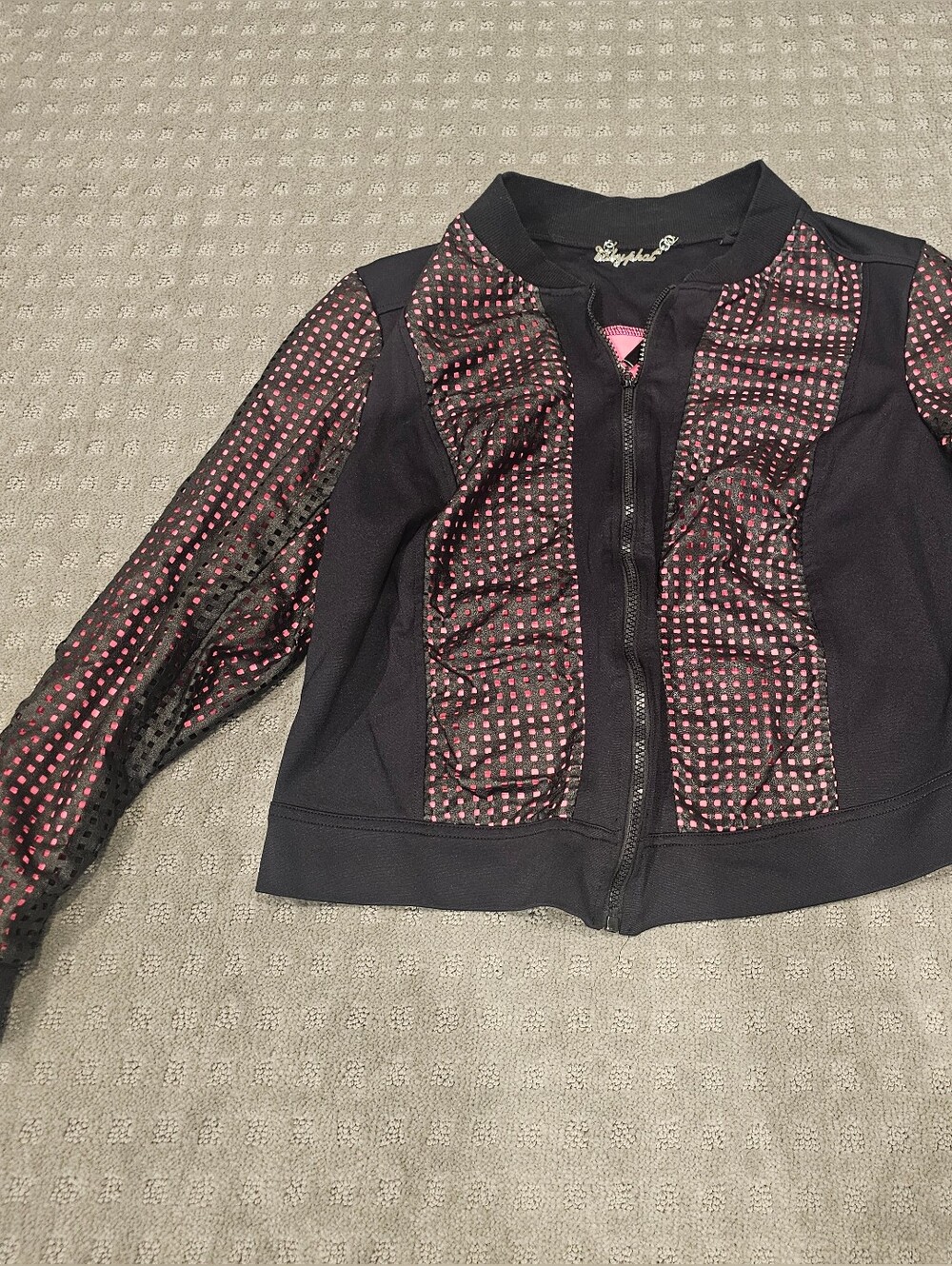 Black & Pink Perforated Jacket, Size XL